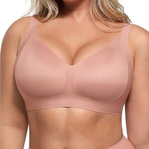 SHAPELLX Pink XXL Bra Seamless Comfort No Underwire Minimizer